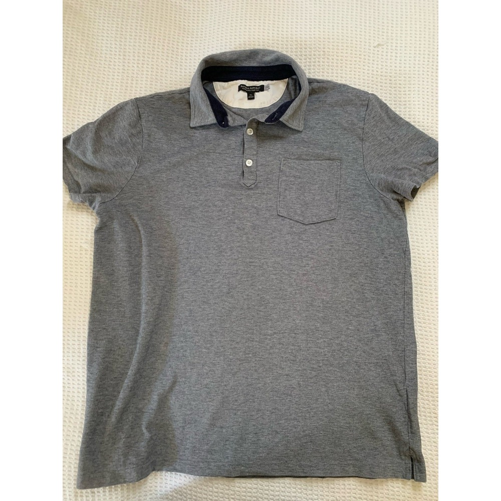 Banana Republic Performance Pique Pocket Polo Shirt‎ Mens XL Grey Heather BR+